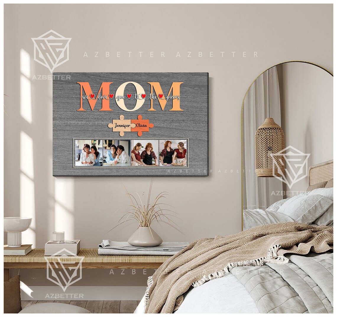 Mom We Love You to Pieces Family Photo Collage Puzzle Poster - Image 2