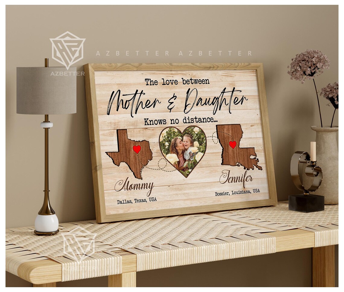 Personalized Mother Daughter Distance Map Art Print - Image 4