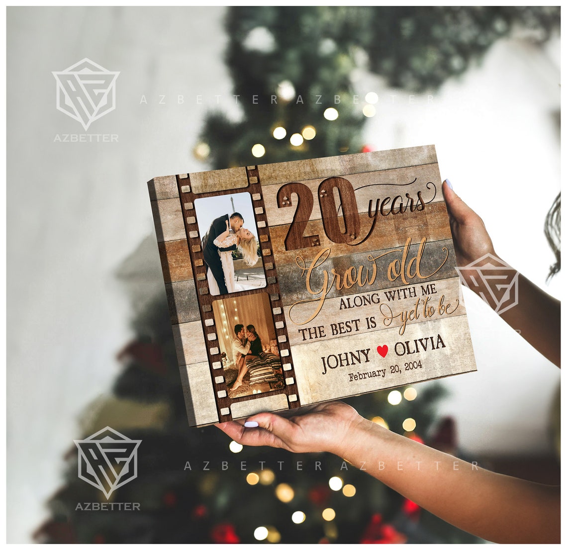 Personalized 20th Anniversary Grow Old Along With Me The Best Is Wedding 20 Anniversary Wall Art Custom Couple Photo Collage - Image 4
