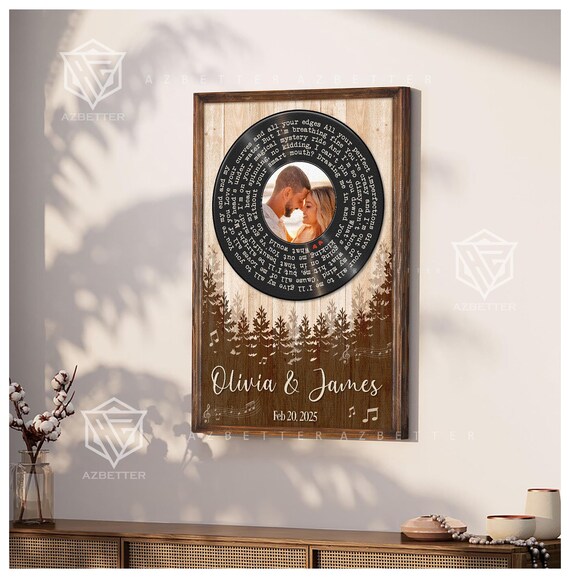 Olivia and James Vinyl Record Song Lyrics Anniversary Poster