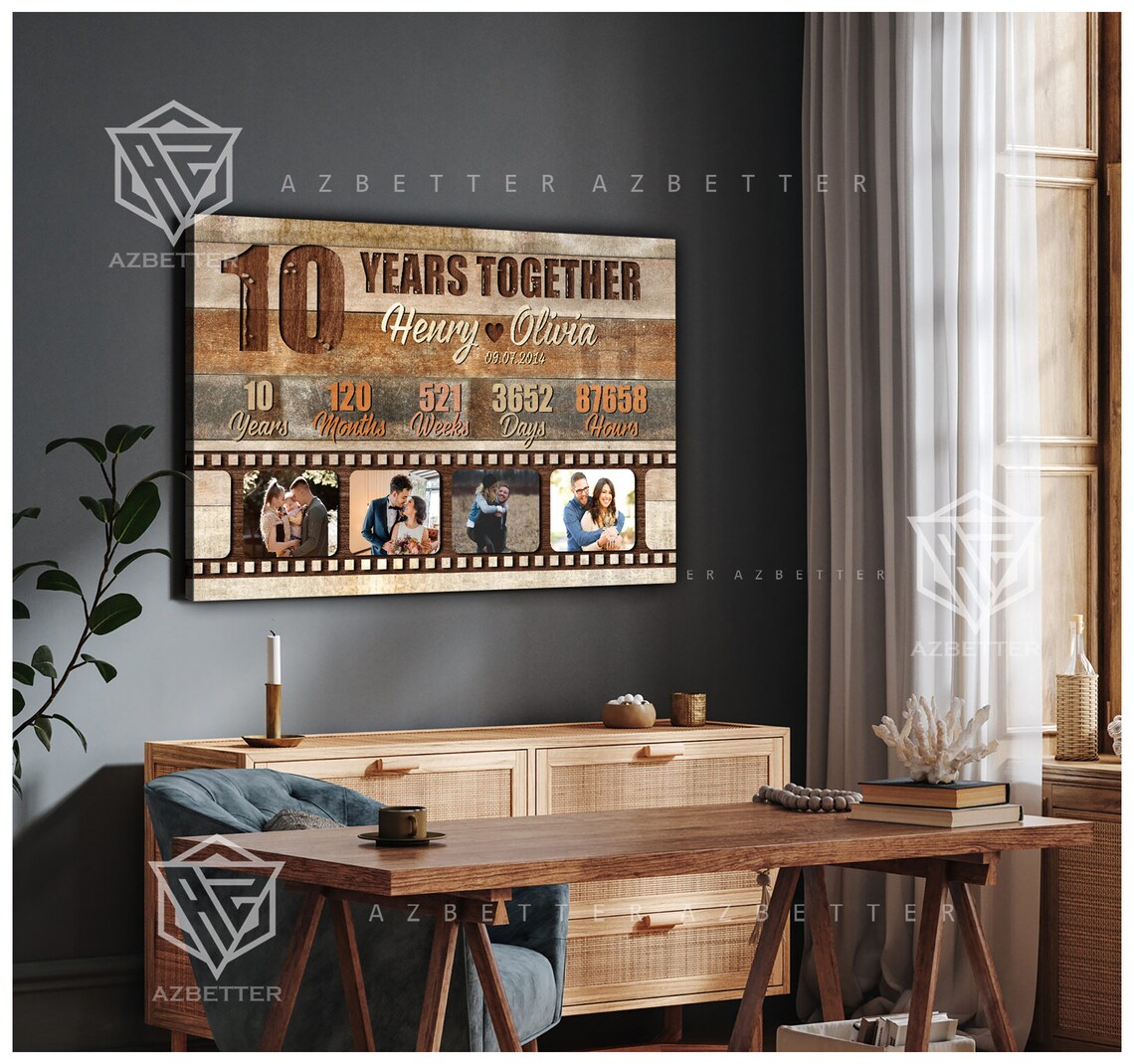 10 Years Together Anniversary Timeline Photo Memories Milestone Poster - Image 3