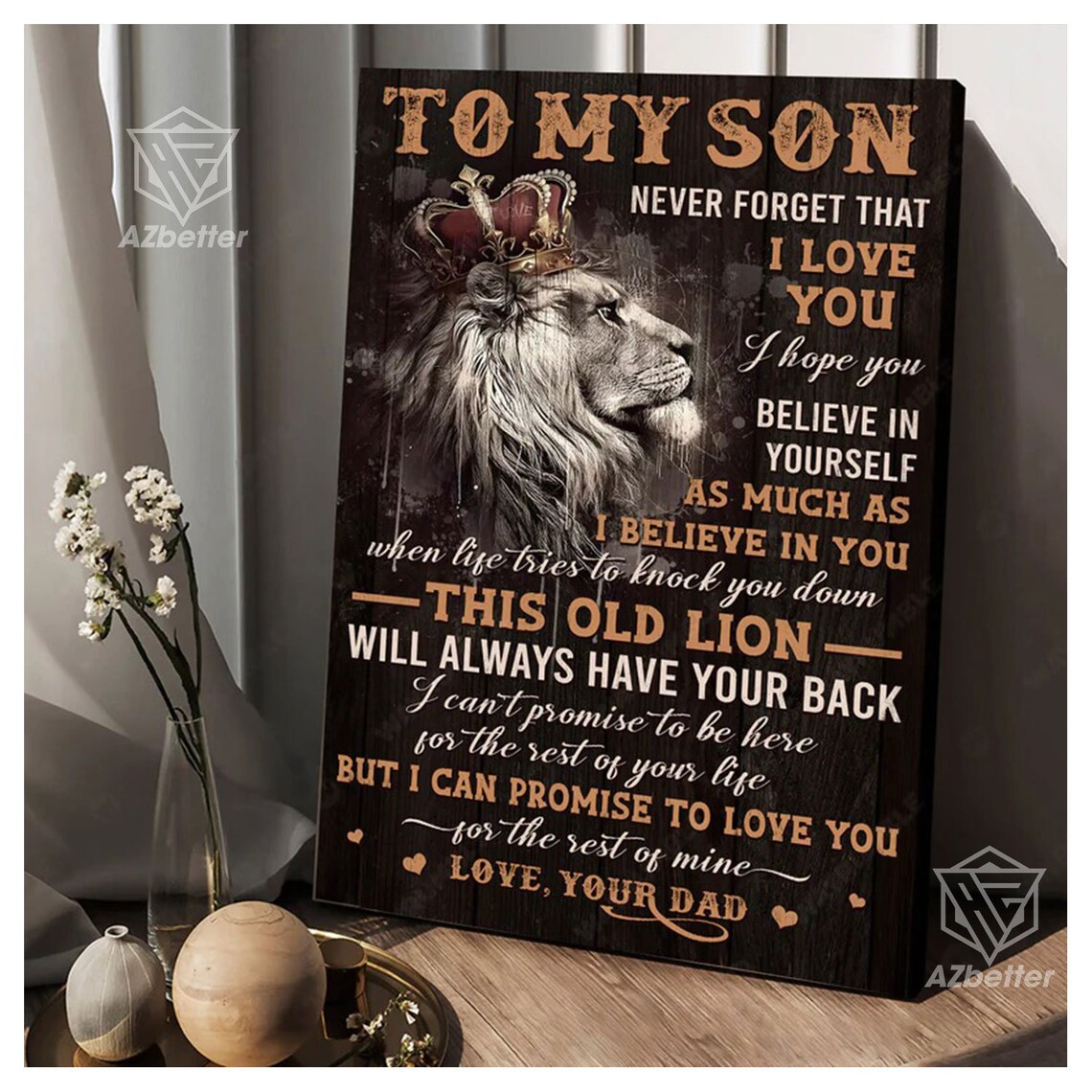 Old Lion Family Print, Christmas Gift for Son