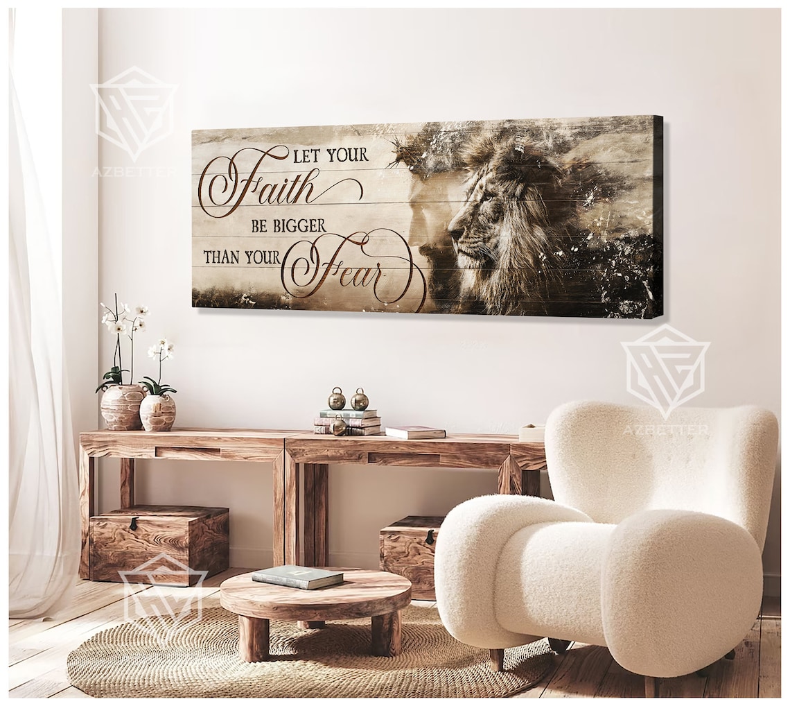 Let Your Faith Be Bigger Than Your Fear Lion Jesus Christian Poster - Image 5