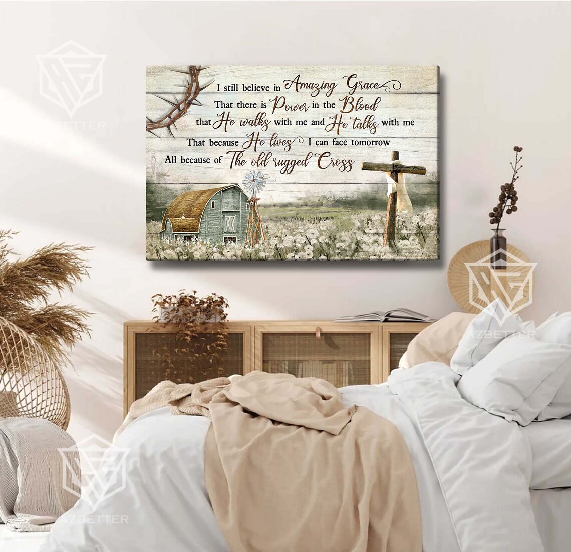 I Still Believe in Amazing Grace Farmhouse Barn Windmill Cross Poster - Image 5