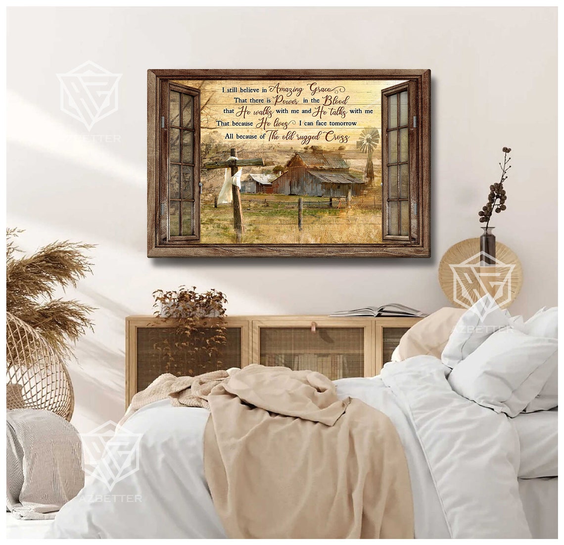 I Still Believe in Amazing Grace Barn Window Old Cross Poster - Image 2