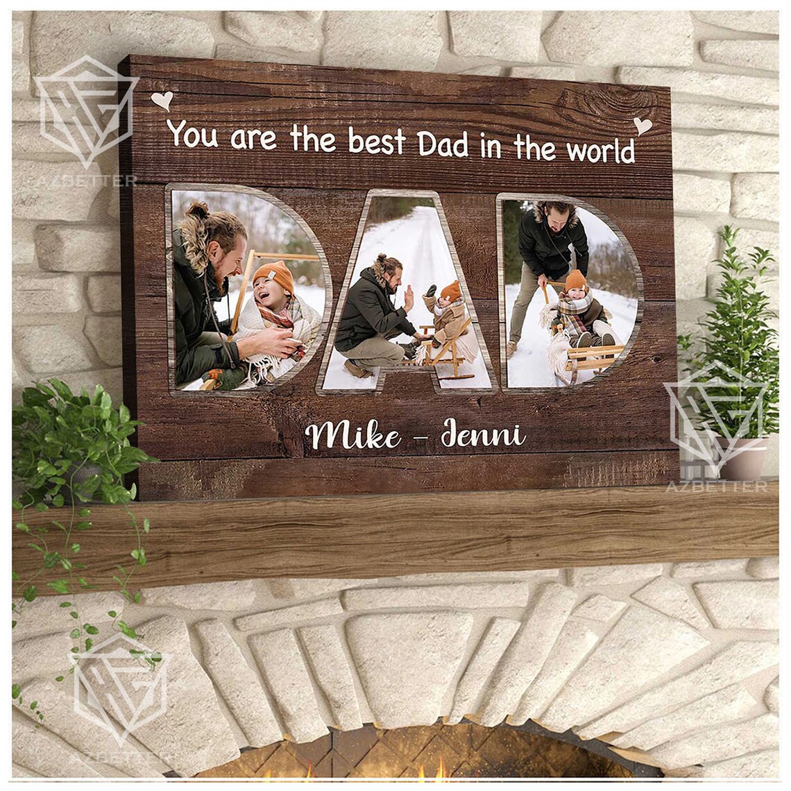You Are The Best Dad In The World DAD Snow Photo Collage Poster - Image 4