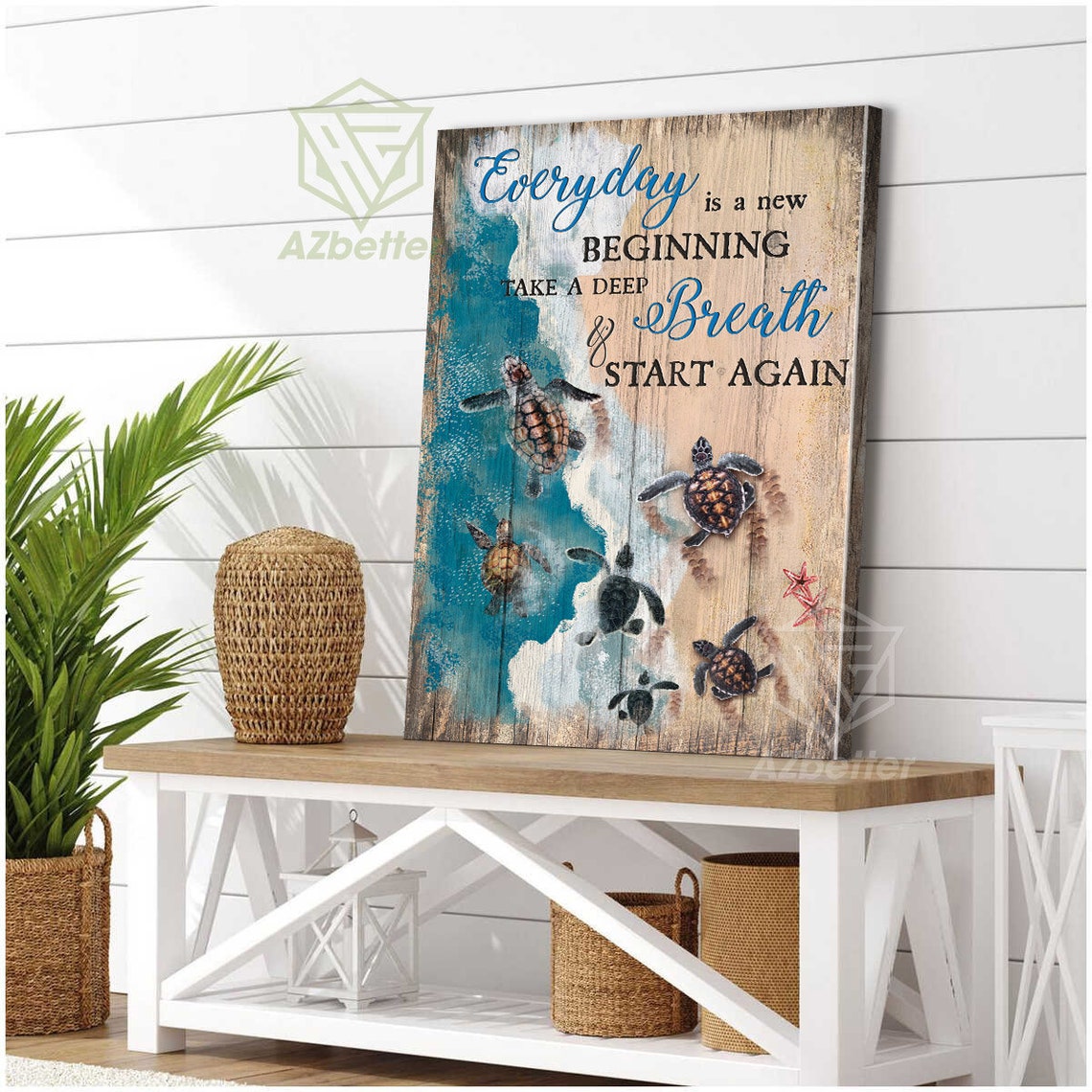 Sea Turtles Ocean New Beginning Take a Deep Breath Quote Poster - Image 3