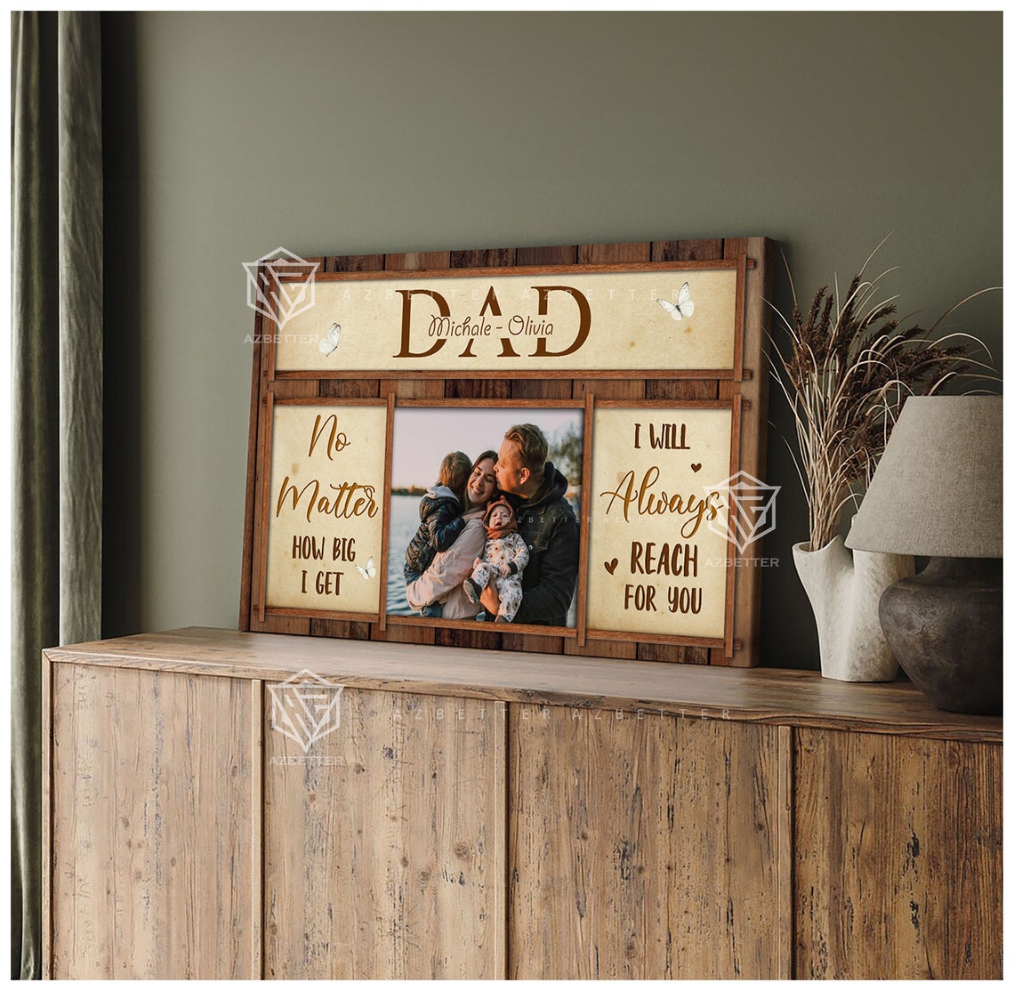 Personalized No Matter How Big I Get DAD Rustic Photo Frame Poster - Image 4