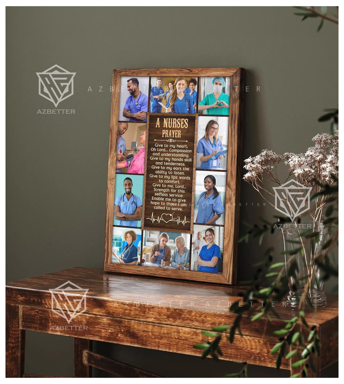 A Nurse's Prayer Photo Collage Tribute Gift For Nurses Wall Poster - Image 2