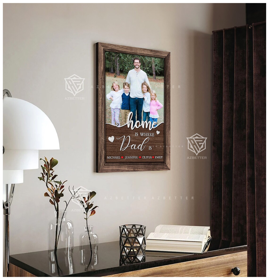 Personalized Home Is Where Dad Is, Father's Day Gift - Image 5