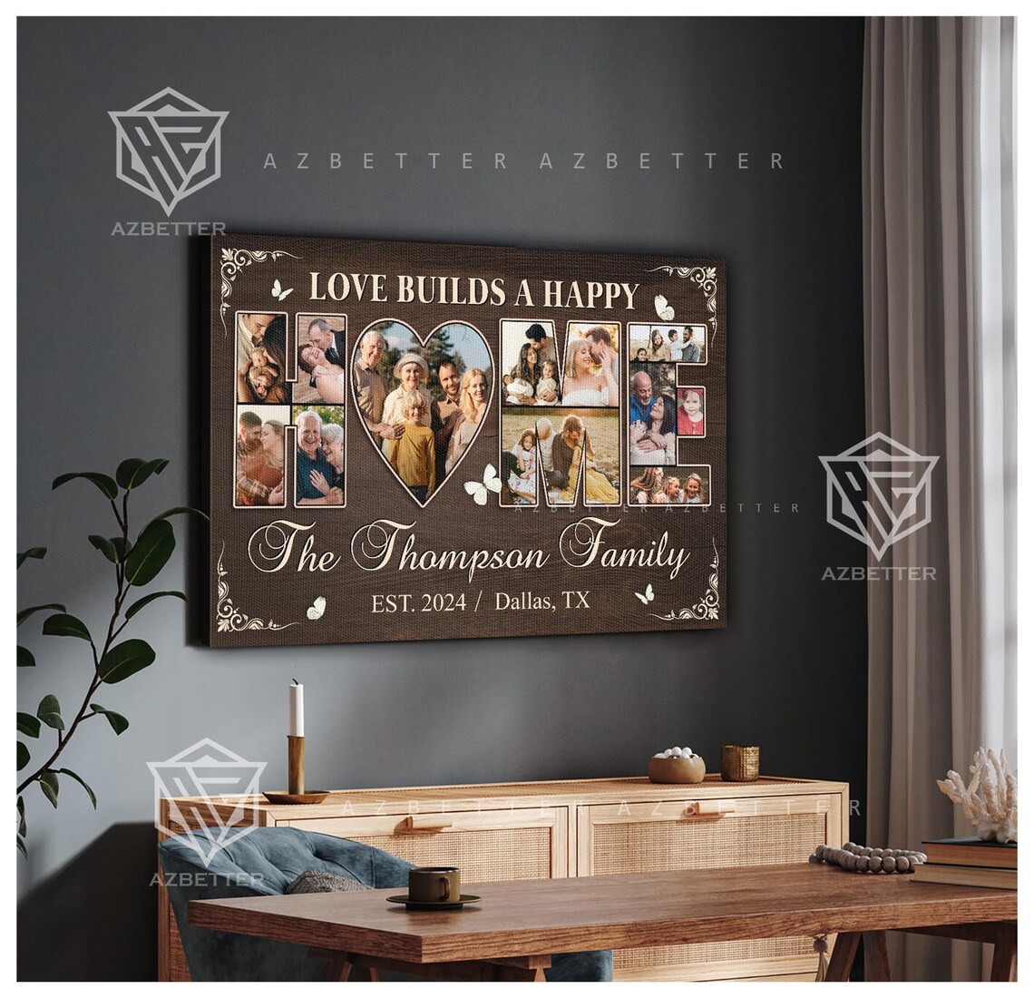 Love Builds a Happy Home Thompson Family Photo Collage Poster - Image 5
