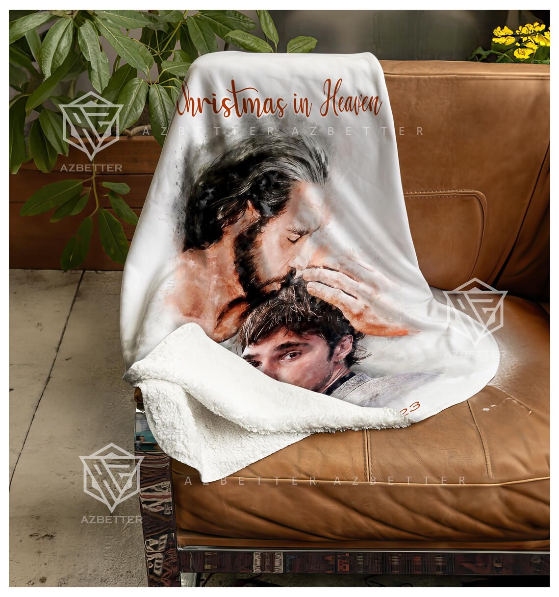 Safe in the Arms of Jesus Memorial Blanket Child Watercolor Print - Image 2