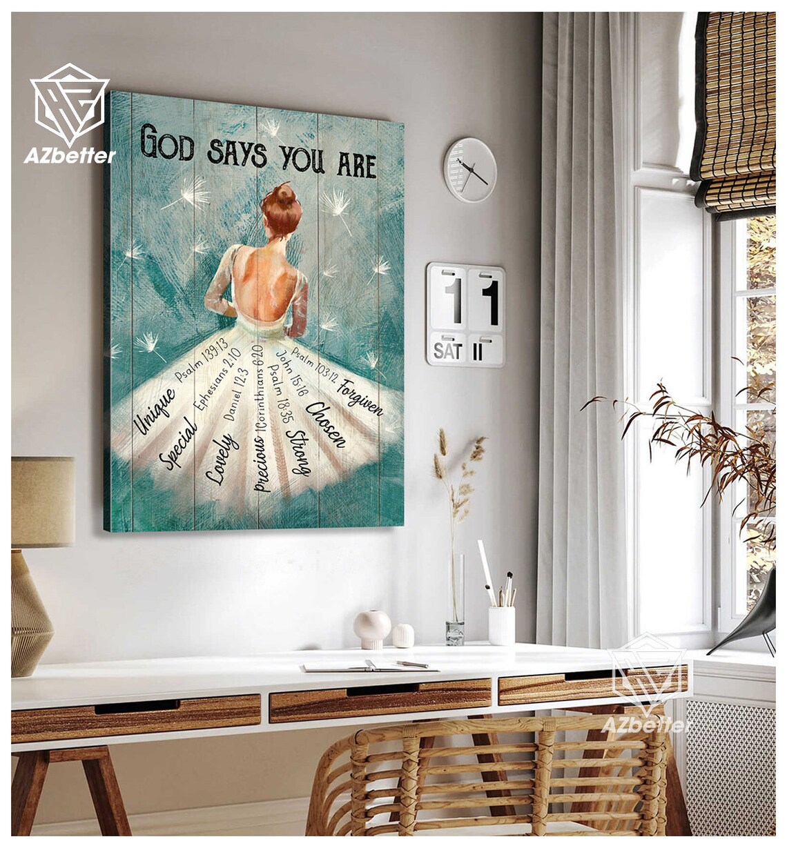 God Says You Are Ballerina Dress Scripture Words Teal Dancer Poster - Image 5