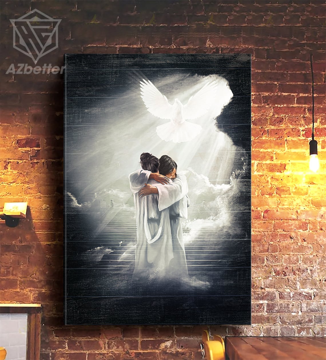 Beloved Jesus Hugging Heaven Stairs Dove Memorial Heavenly Poster - Image 5