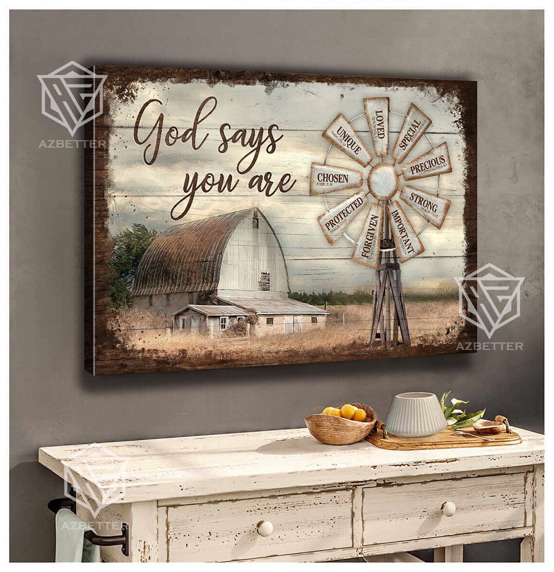 God Says You Are Loved Special Protected Windmill Barn Country Poster - Image 5