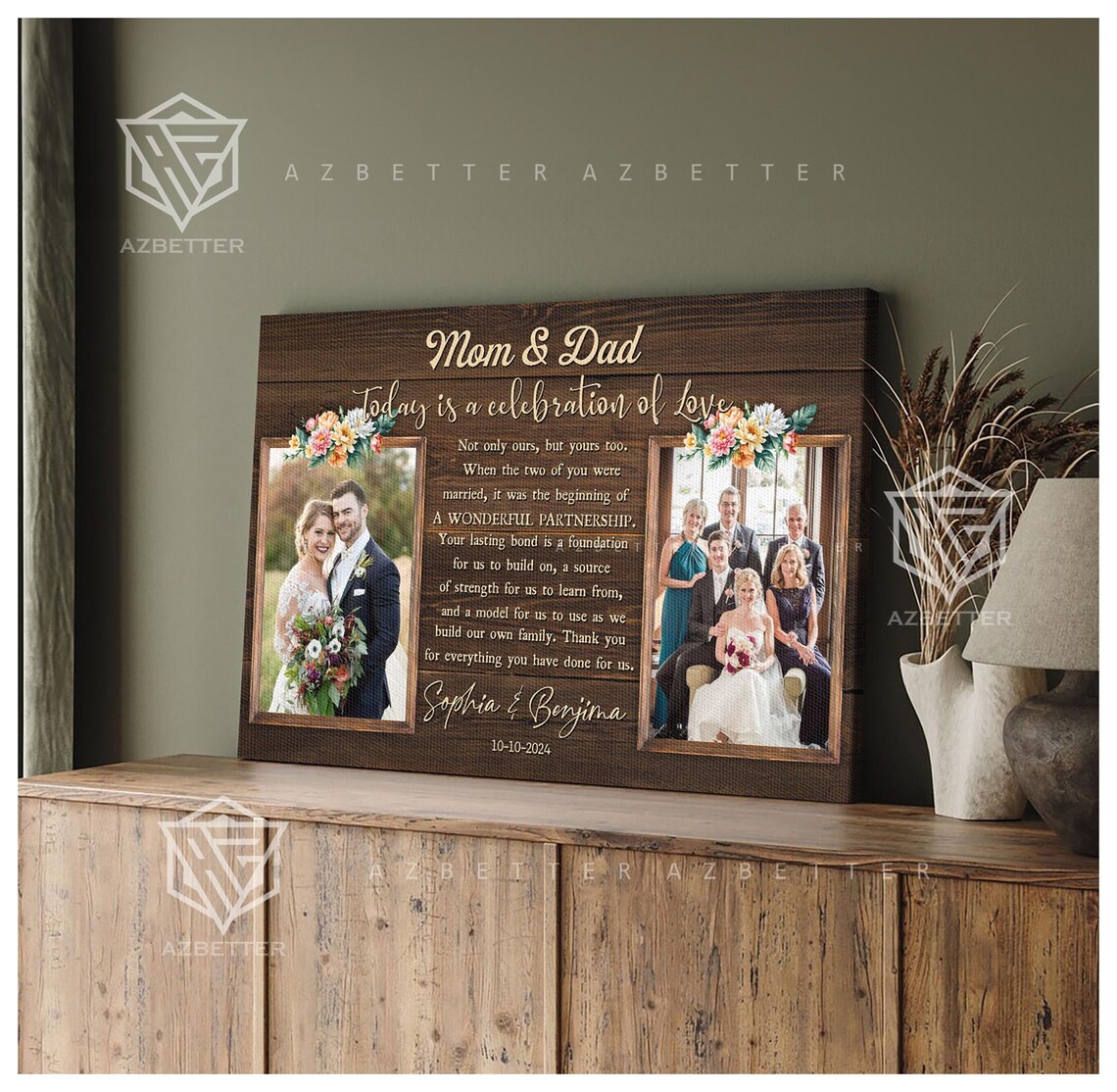 Mom and Dad Today Is a Celebration of Love Wedding Photo Poster - Image 3