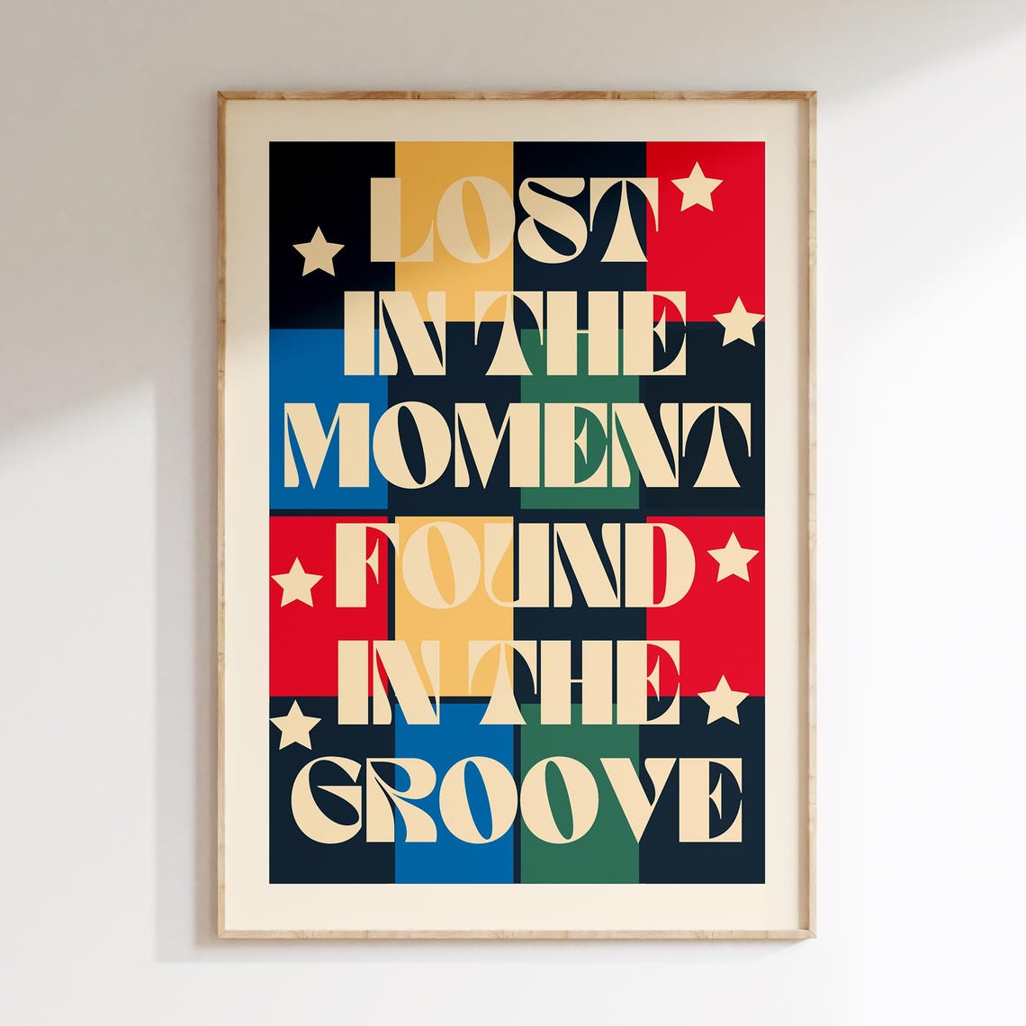 Lost in the Moment Found in the Groove Funky Retro Music Poster