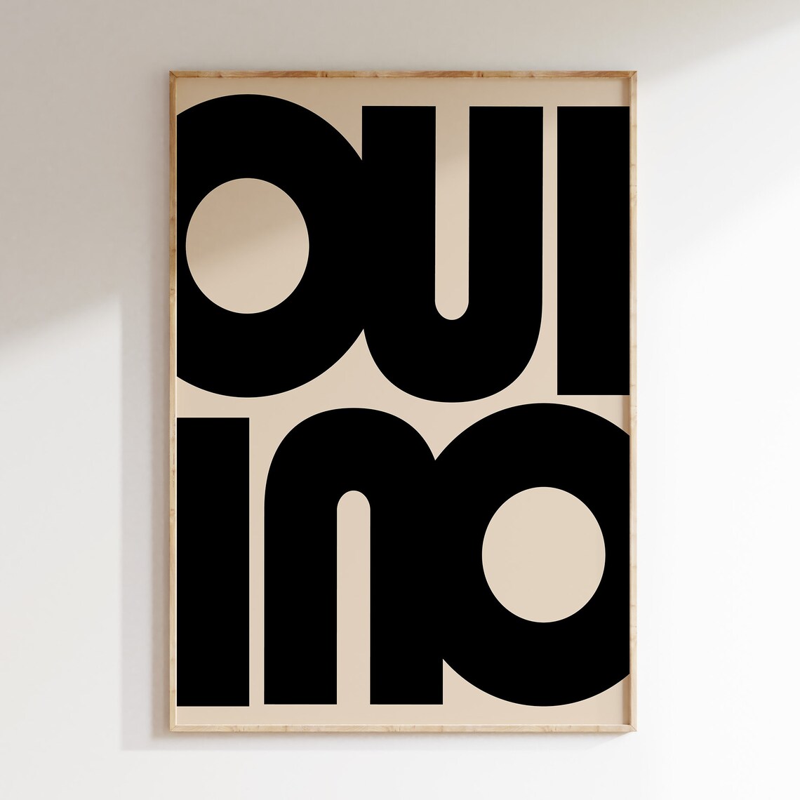 Oui Yes Typography Art Print, Trendy Poster