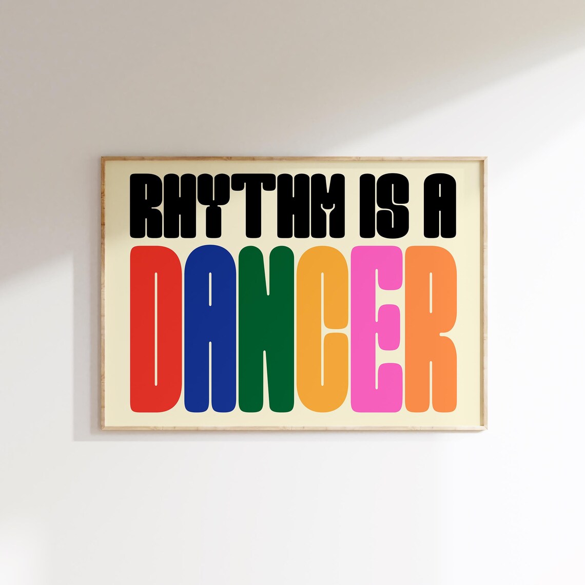 Rhythm Is A Dancer Rainbow Retro Music Typography Horizontal Bold Type Poster