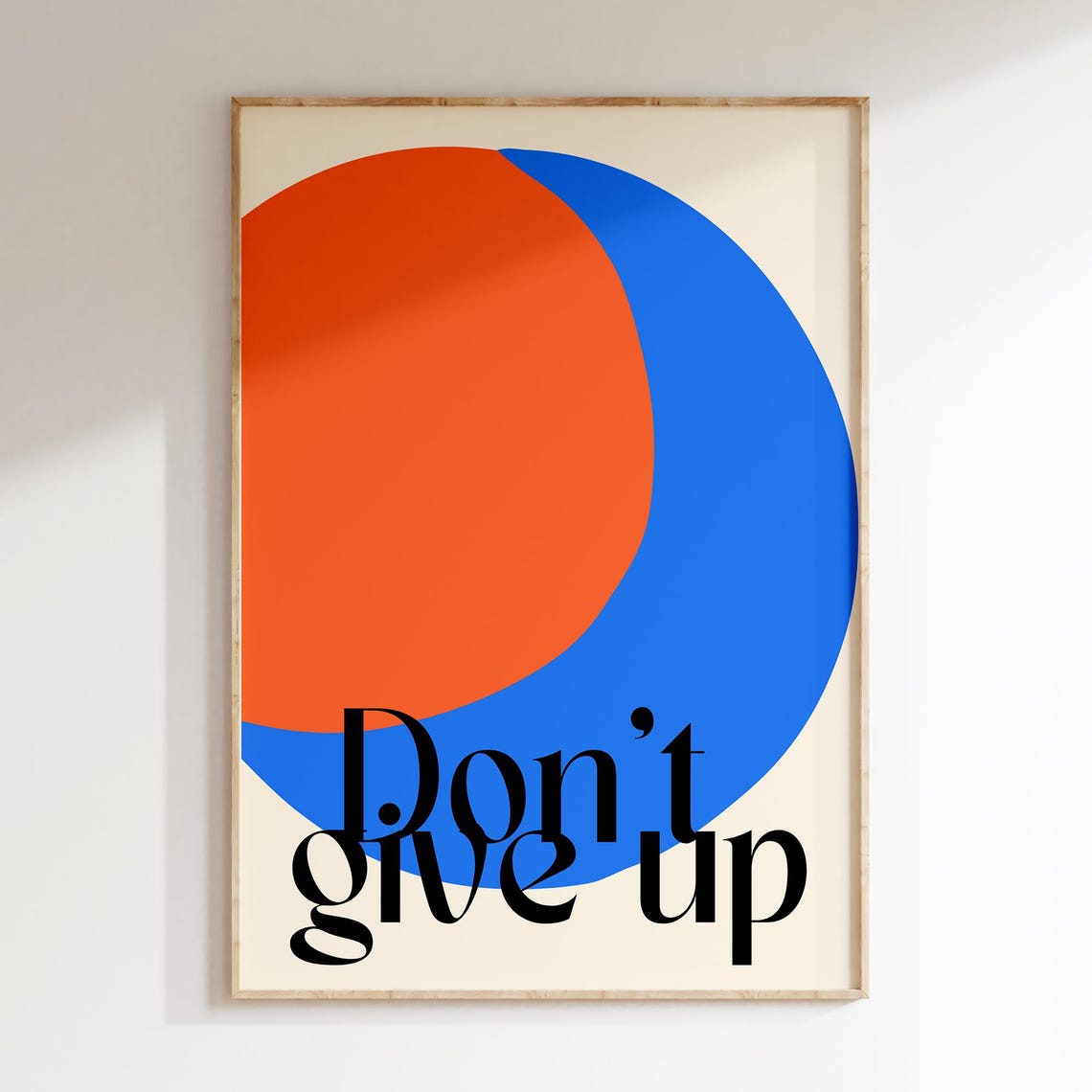 Don't Give Up Retro Orange Circle and Blue Moon Typography Poster