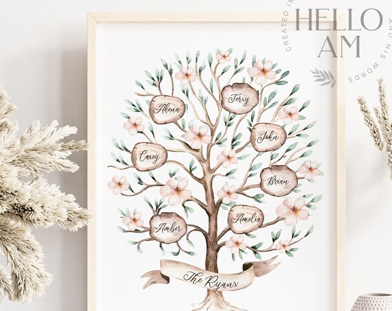 Personalised Family Tree New Home Mothers Day Gift Mums Birthday Nans Birthday Gifts For Her New Home Gift Wedding Gift Housewarming Gift