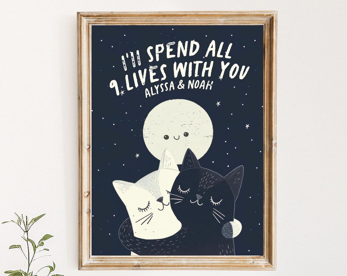 Best Therapist Cat Funny White Cat Held in Hands Navy Therapy Wall Art