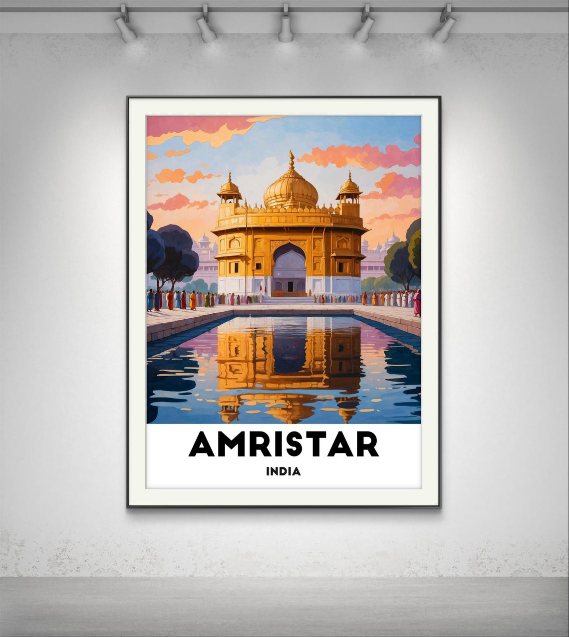 Amritsar India Golden Temple And Sacred Pool At Dusk Travel Poster
