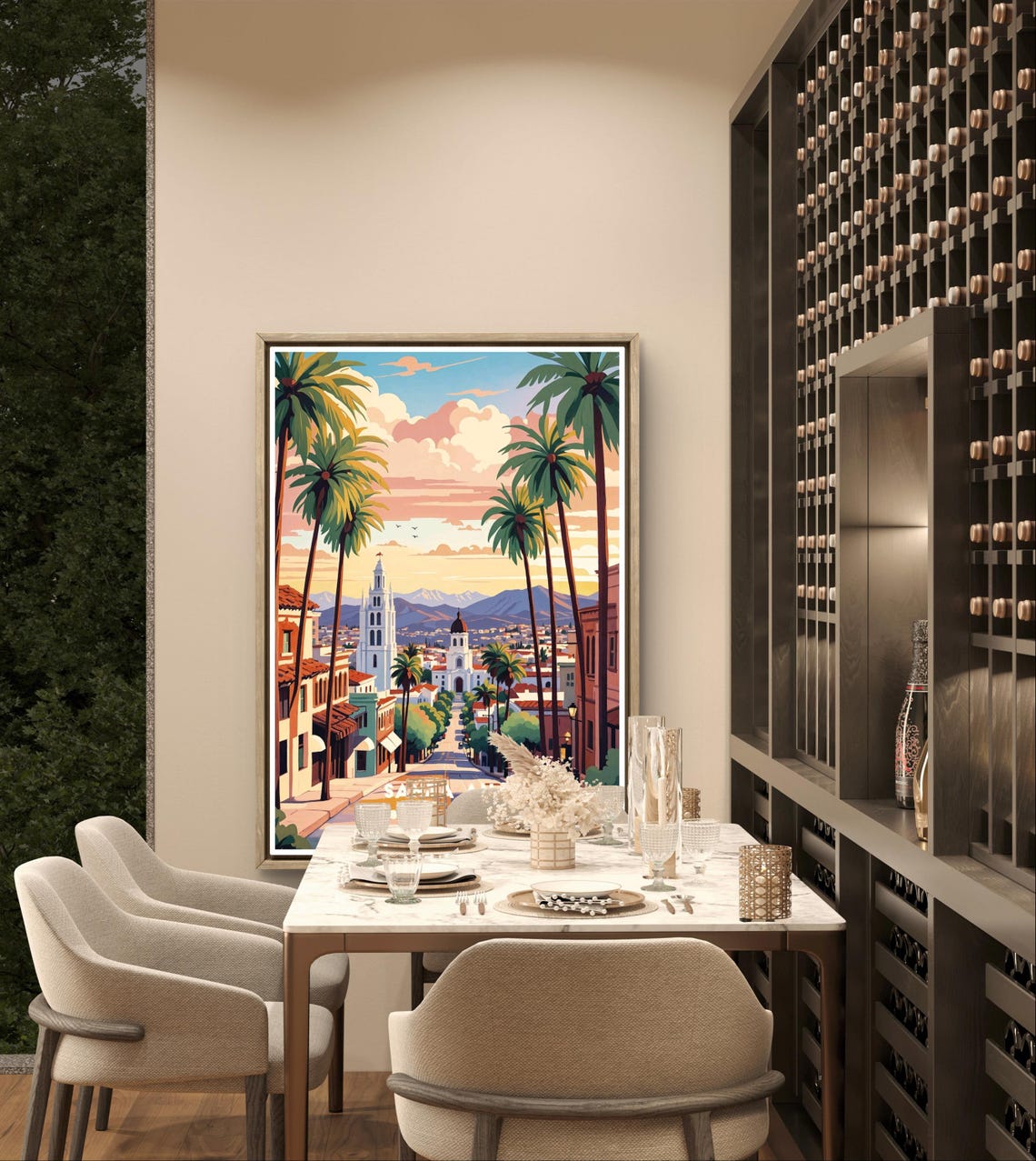 Santa Ana Poster California City Print Palm Tree Street Art Retro Urban Poster Santa Ana Wall Decor Scenic Sunset View Southern Ca Art - Image 3