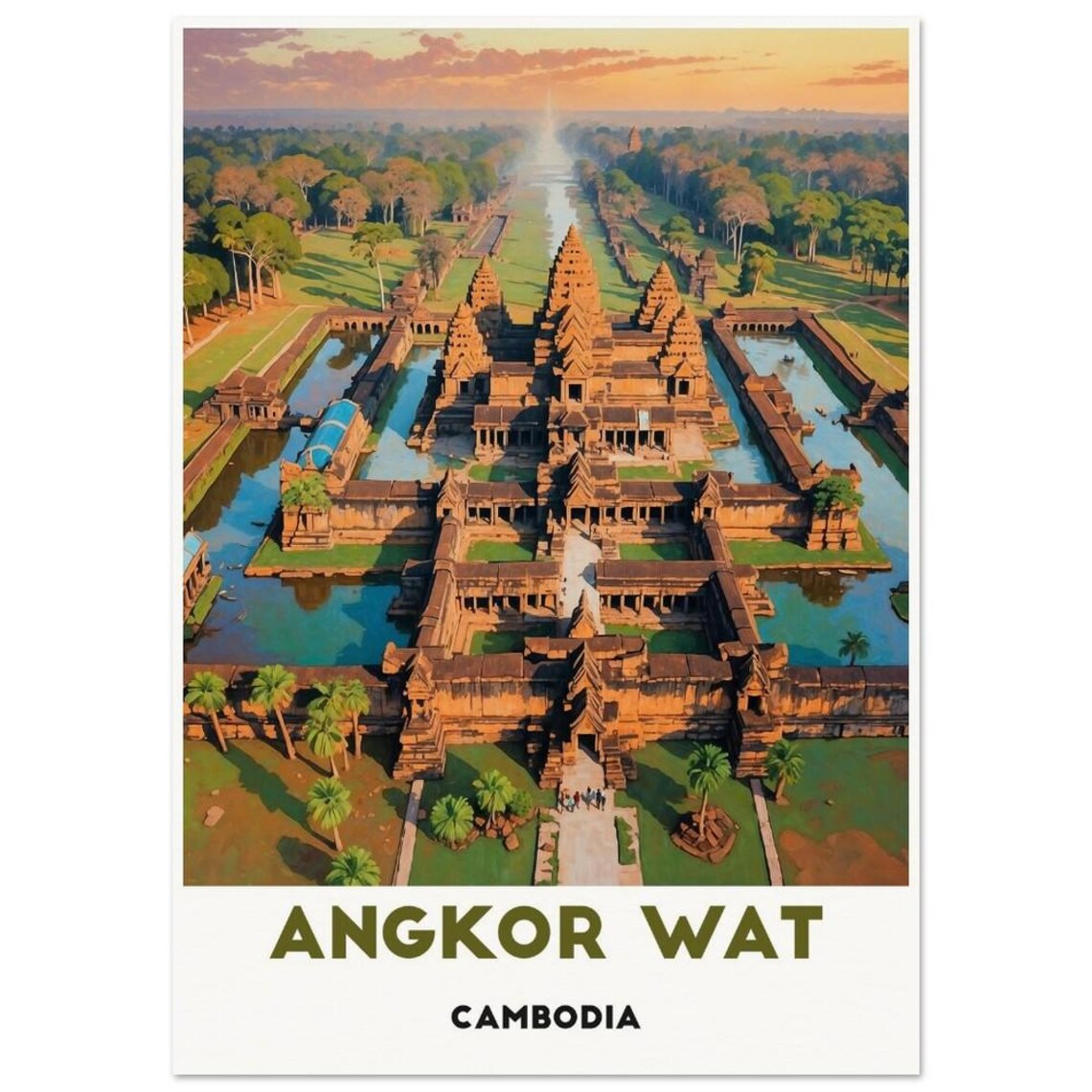 Angkor Wat Cambodia Aerial Temple Complex At Sunrise Travel Poster - Image 3