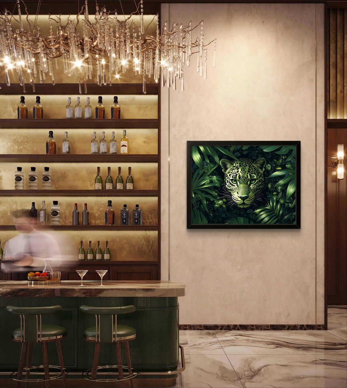 Green Leopard Art, Whimsical Home Accent - Image 3