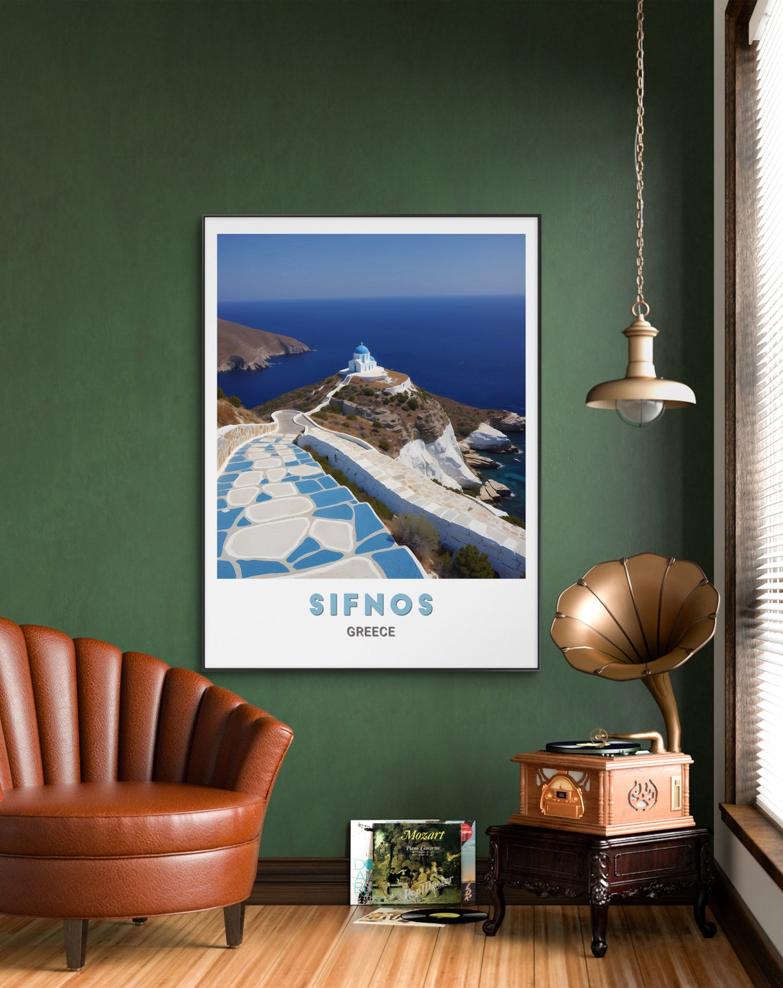 Sifnos Blue Dome Cliff Church Seaside Path Greece Travel Poster - Image 2