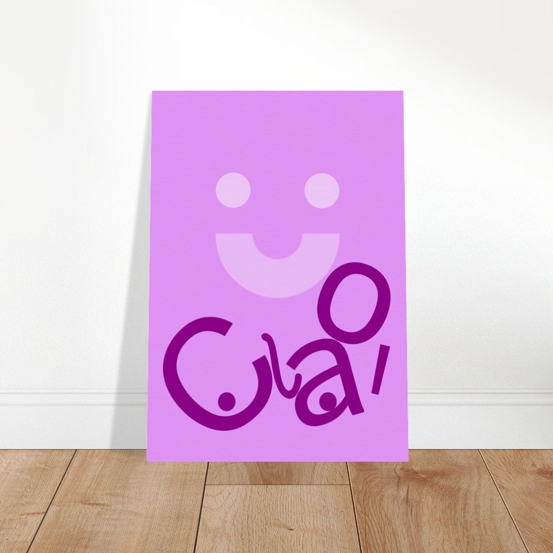 Ciao Pink Purple Playful Offset Letters Smiley Face Art Poster - Image 2