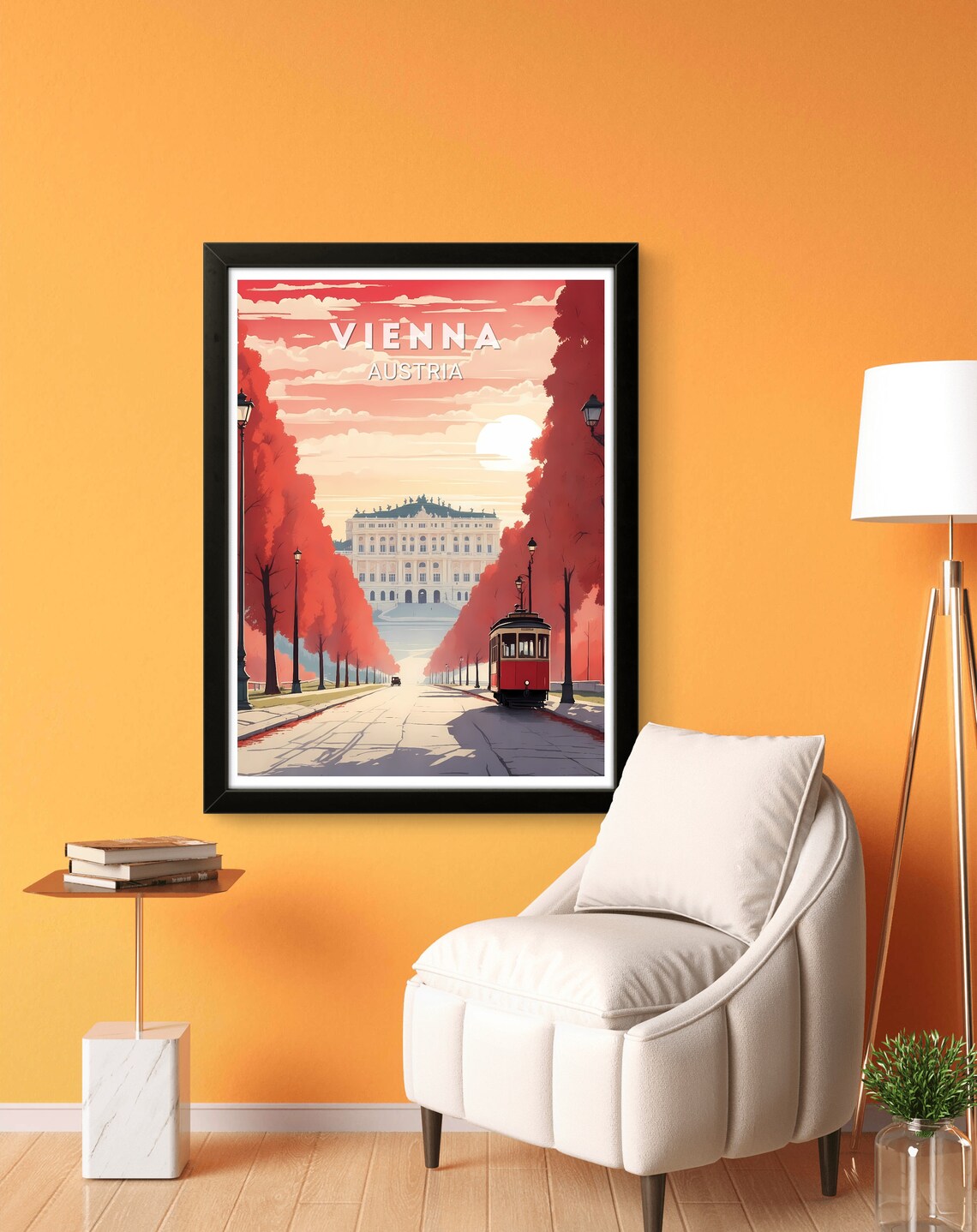 Vienna Austria Palace Avenue Red Tram Vintage Travel Art Poster - Image 2
