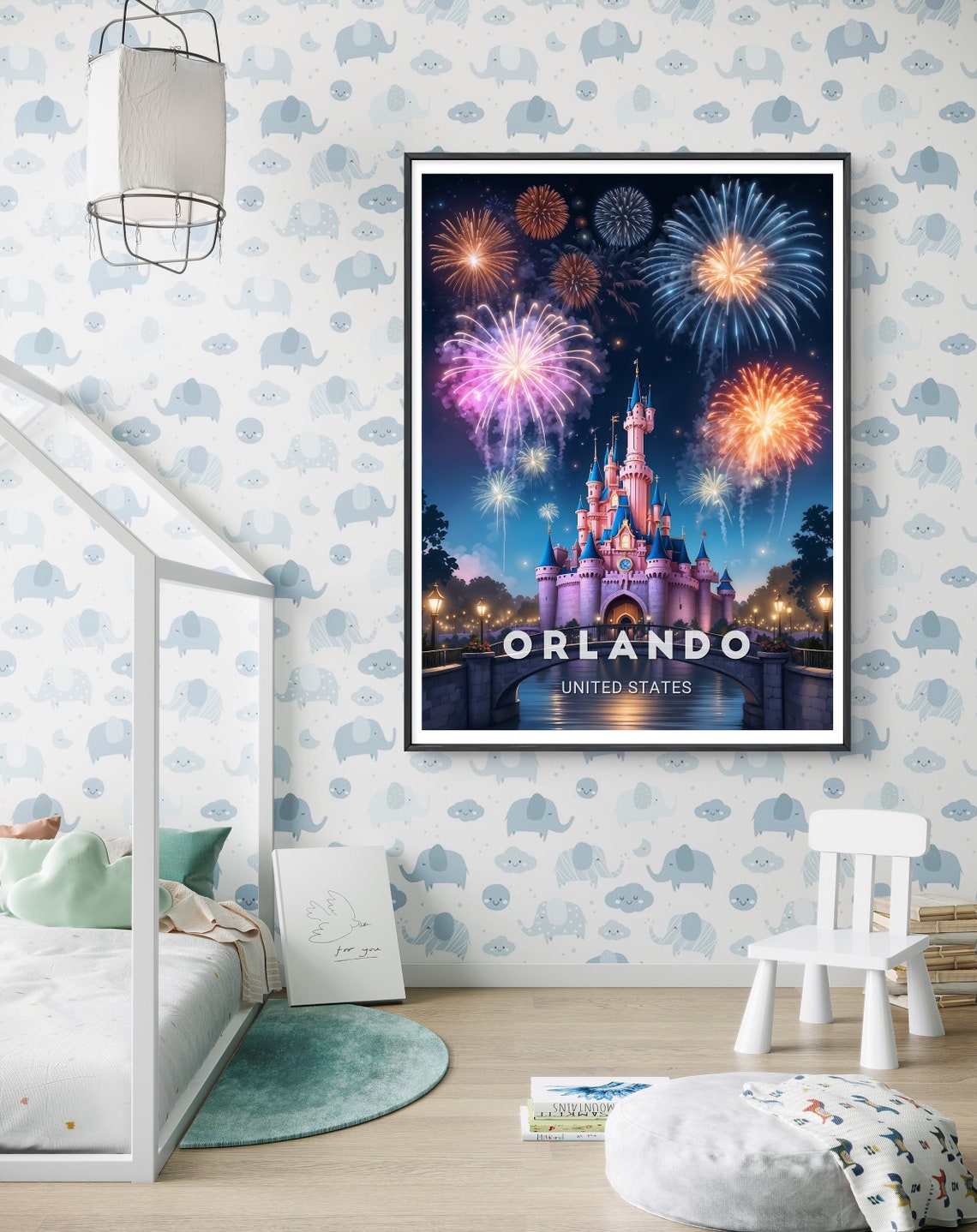 Orlando United States Nighttime Magic Castle Fireworks Show Poster - Image 2