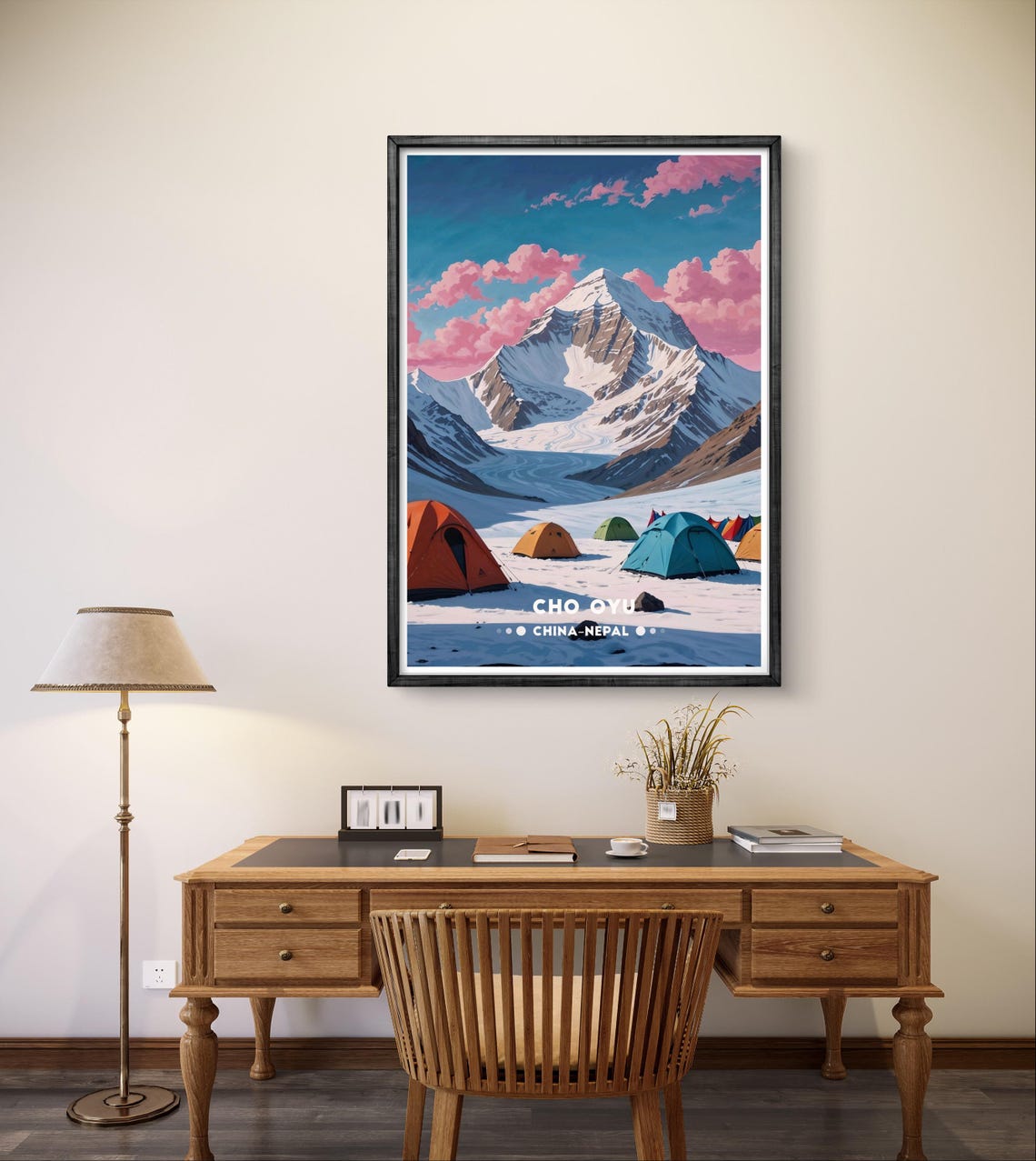 Cho Oyu Himalayan Peak Colorful Base Camp Tents At Sunrise Poster - Image 3