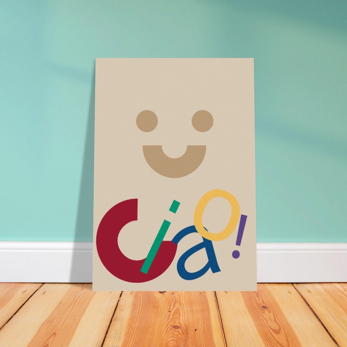 Ciao Happy Smiley Face Colorful Playful Typography Wall Poster