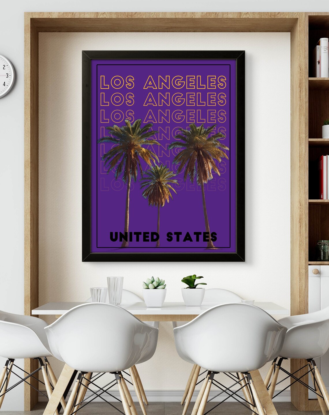Los Angeles California Palm Trees Purple Retro Travel Poster - Image 2