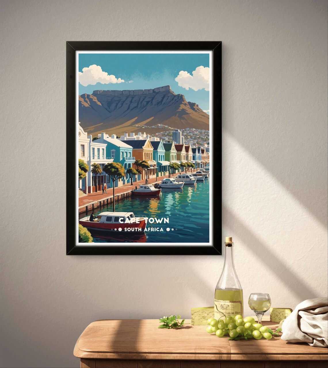 Cape Town South Africa Colorful Waterfront Houses Travel Poster - Image 3