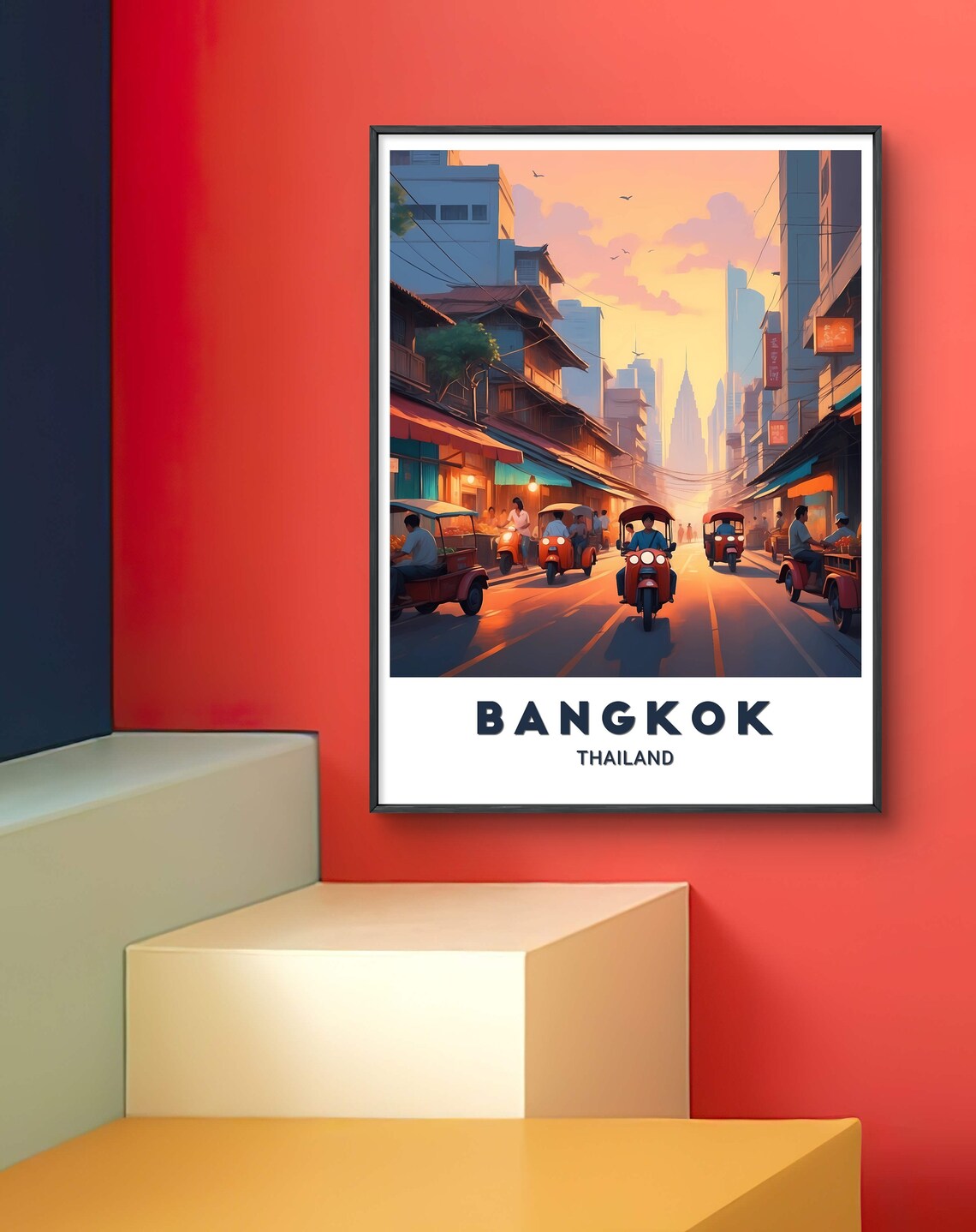 Bangkok Thailand Tuk Tuk Street At Golden Hour Travel Poster - Image 3