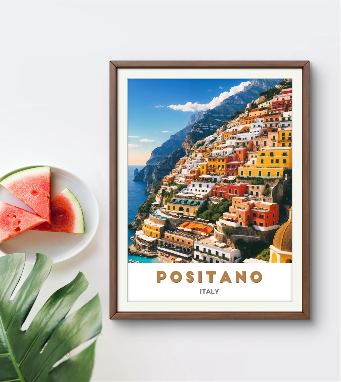Positano Italy Colorful Cliffside Houses Sunny Coast Travel Poster - Image 2
