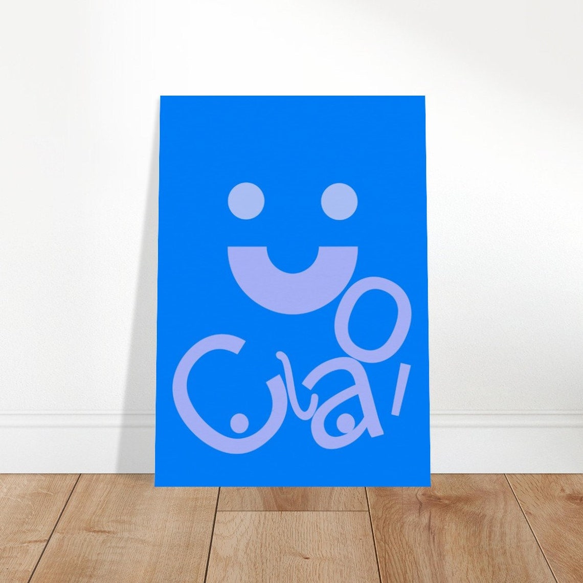 Ciao Blue Playful Offset Letters Smiley Face Typography Poster - Image 2