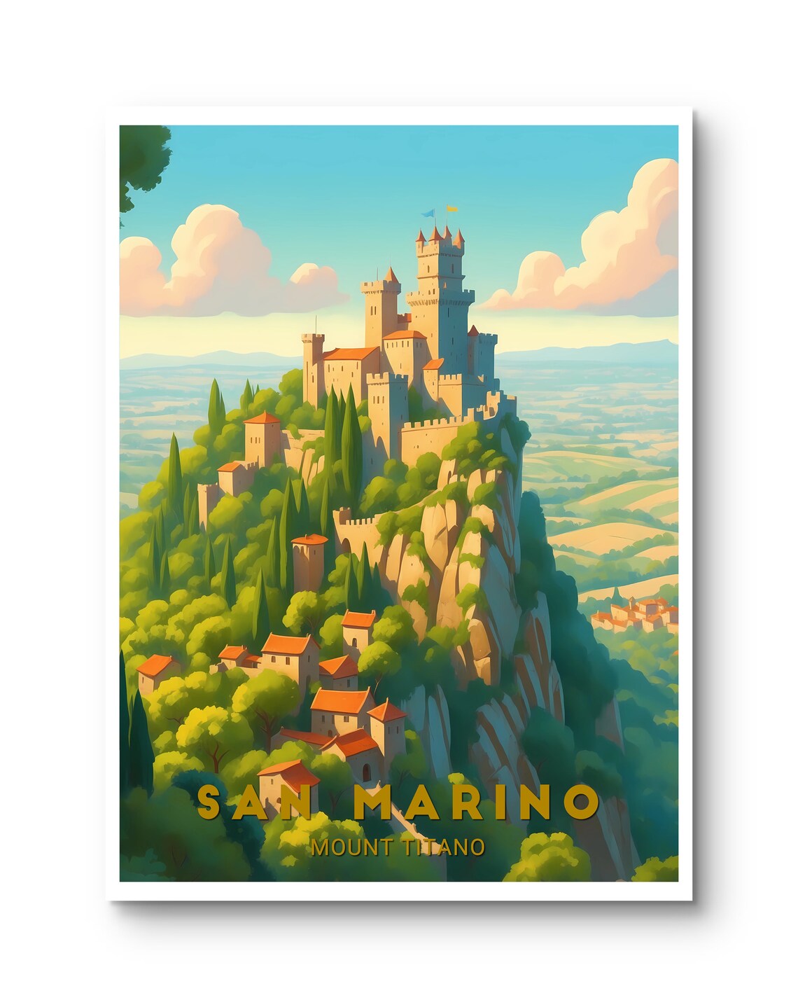 San Marino Mount Titano Hilltop Castle Vintage Travel Poster - Image 3