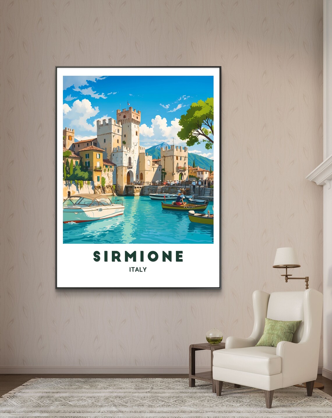 Sirmione Poster Enchanting Scaliger Castle And Lake View Beautiful Italian Landmark Wall Art High Quality Print Of Sirmione Italy - Image 2