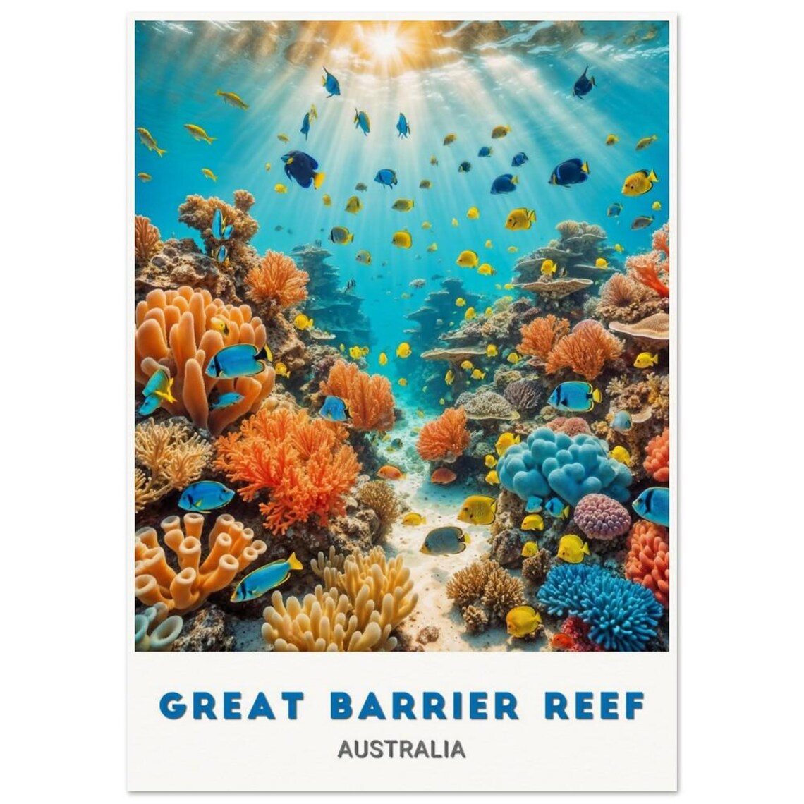 Great Barrier Reef Coral Gardens Tropical Fish Australia Poster