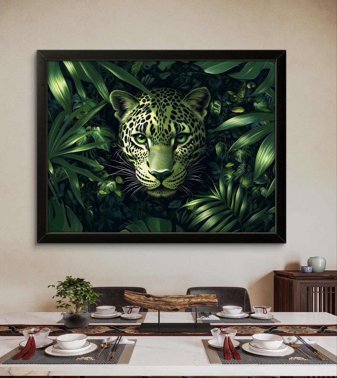 Green Leopard Art, Whimsical Home Accent - Image 4