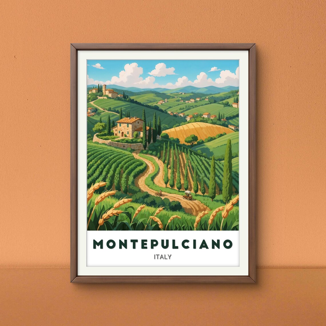 Montepulciano Italy Tuscan Countryside Vineyard Cypress Travel Poster - Image 2