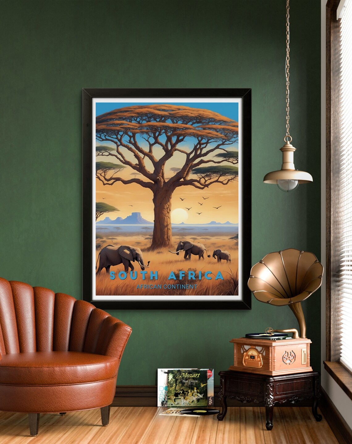 South Africa Sunset Elephant Baobab Savannah Safari Art Poster - Image 2