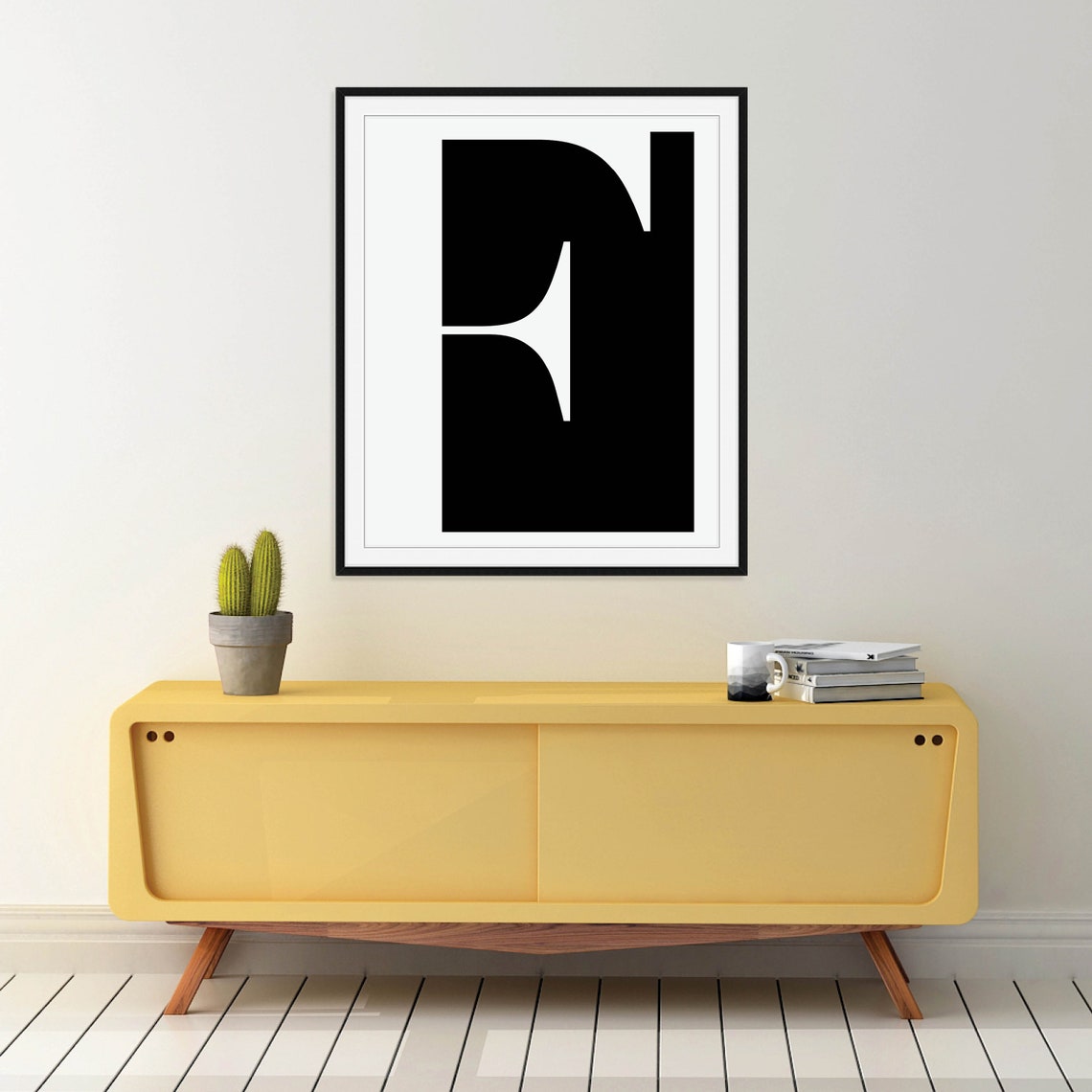 Initial Letter Monochrome Art Oversized Serif Letter On Black Poster - Image 4