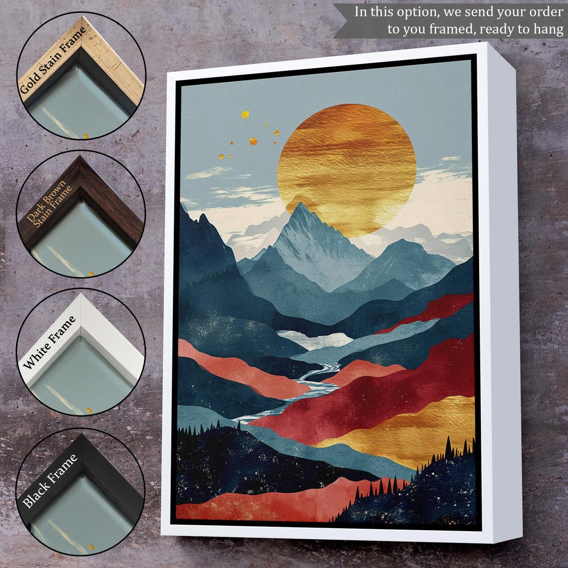 Sunset Above The Mountains Painting Nature Wall Decor Nature Art Nature Wall Decor Nature Print - Image 3