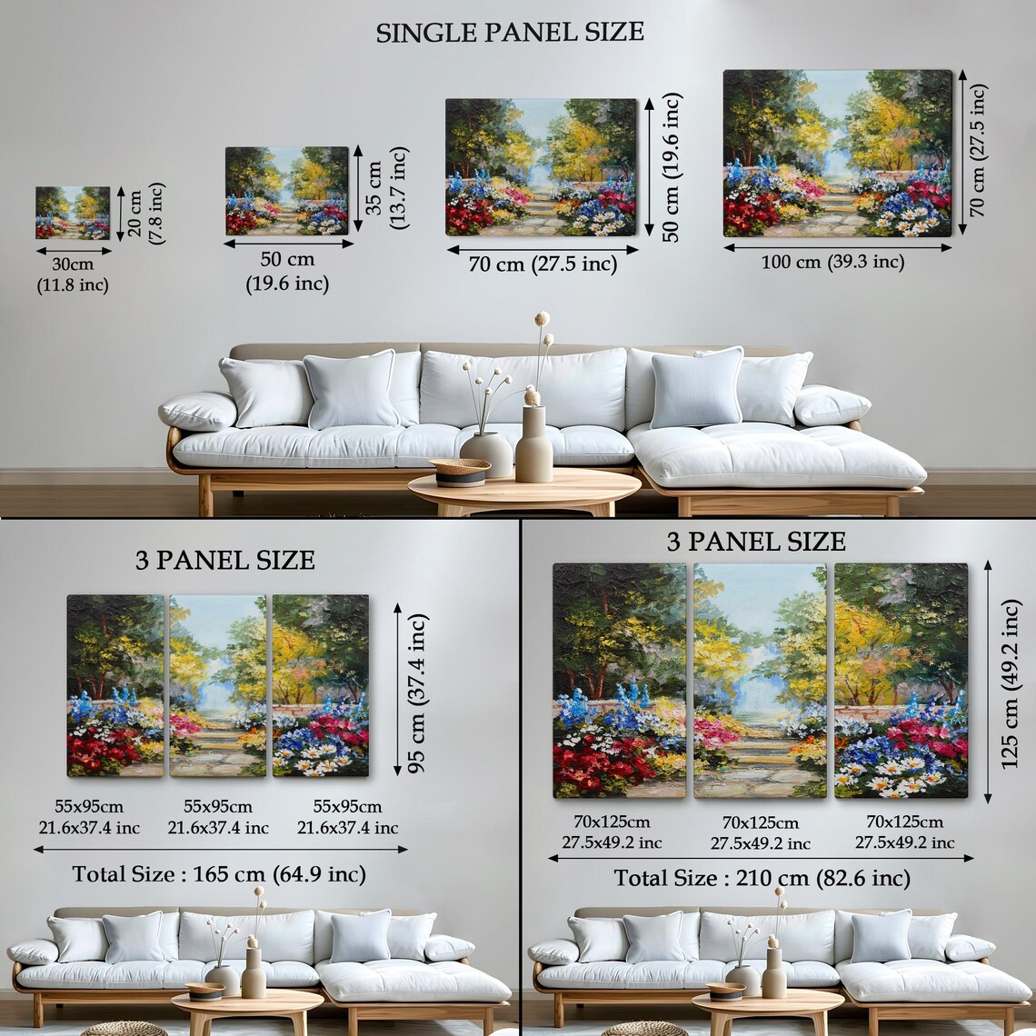 Sunlit Garden Path Blooming Flowers Stone Steps Oil Painting Print - Image 4